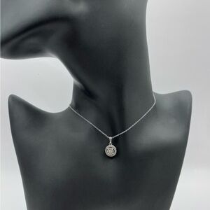 Round Natural Diamond Sterling Silver Necklace